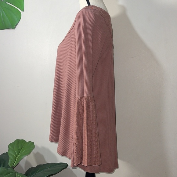 Free People Parisian Nights Thermal Henley Top in Sayluita / Desert Rose Sz. S - Picture 10 of 14